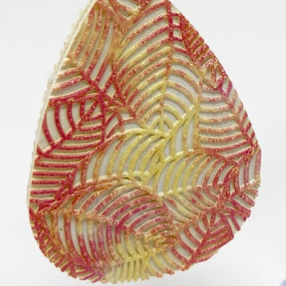 Red & Yellow Leaf Texture Leather Teardrop Earrings - Picture 4 of 4